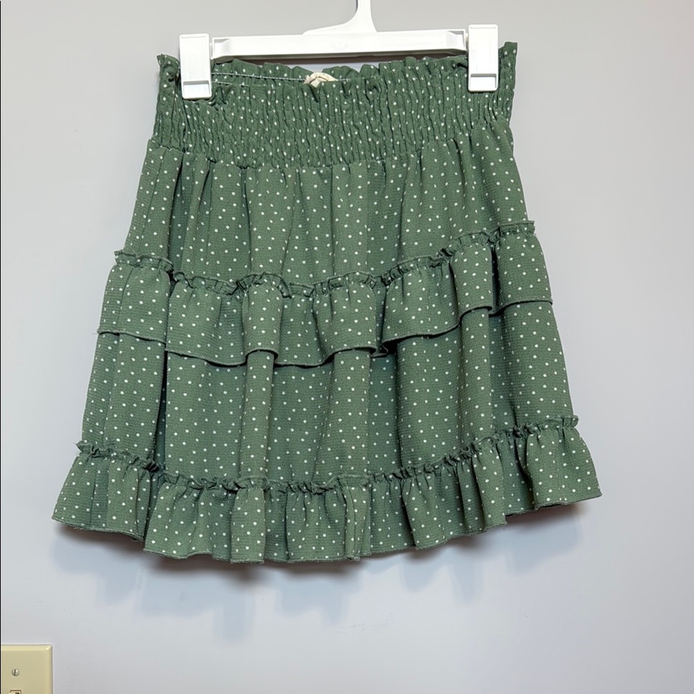 Altar'd State Green Smocked Skater Mini Skirt